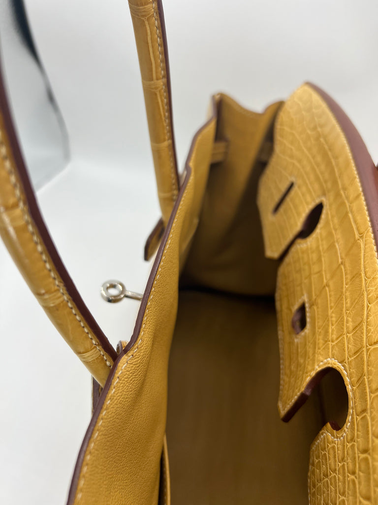 Hermes Birkin 35 Paille Yellow Matte Alligator Mississippiensis PHW