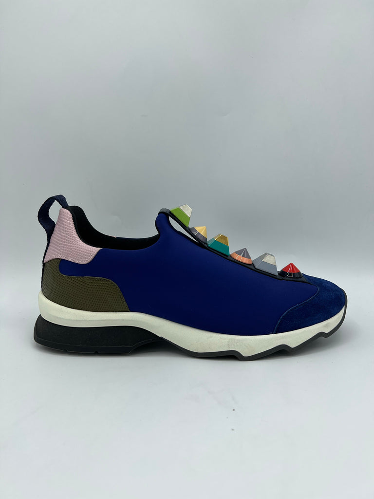 Fendi Neoprene Rainbow Studded Sneaker Size 38EU