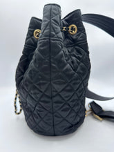 Chanel Nylon Quilted Bucket Shoulder/ Crossbody Sling Bag with Crystal Accents Black