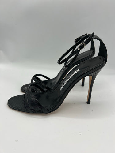 Manolo Blahnik Paloma 105 Black Snakeskin Size 38EU