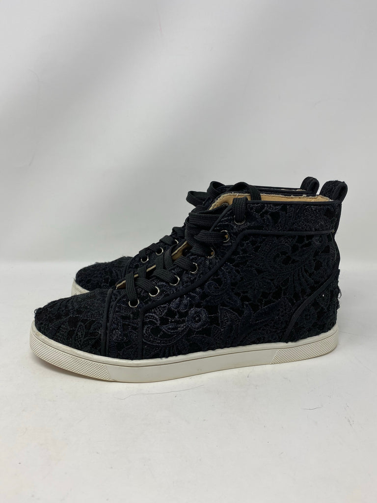 Christian louboutin lace black high top sneaker size 37.5
