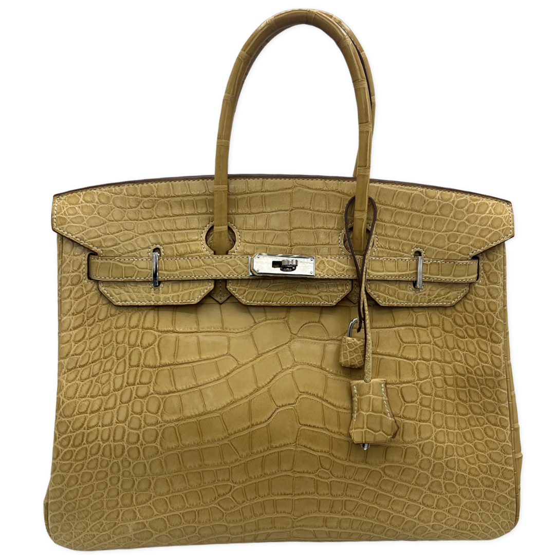 Hermes Birkin 35 Paille Yellow Matte Alligator