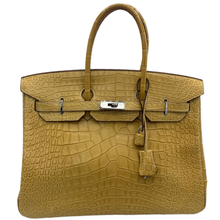 Load image into Gallery viewer, Hermes Birkin 35 Paille Yellow Matte Alligator Mississippiensis PHW