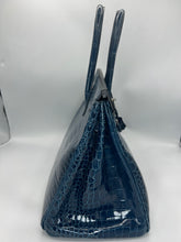 Load image into Gallery viewer, Hermes Shiny Porosus Crocodile Birkin 35 Bleu Roi PHW