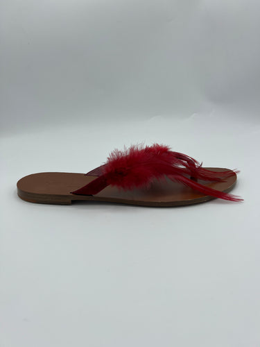 Dior Ethnie Scarlet Feather Accent Thong Sandal size 38