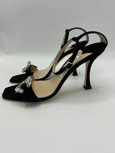 Load image into Gallery viewer, Jimmy Choo MARSAI 90 black suede with crystal buckle size 38