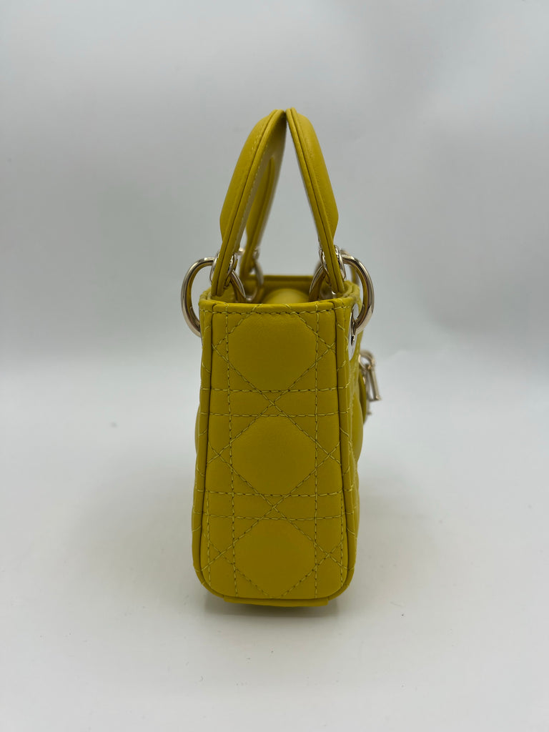 Dior Lambskin Cannage Micro Lady Dior Mustard Yellow