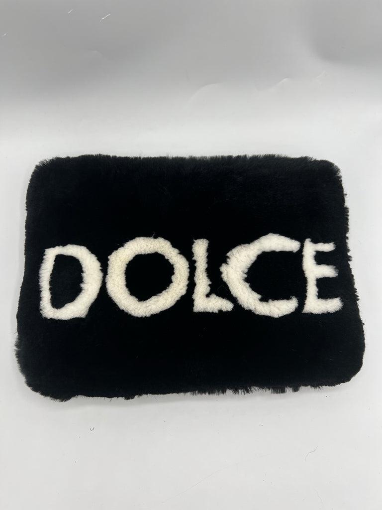 Dolce & Gabbana Cleo Clutch Fur Pouch With White Logo