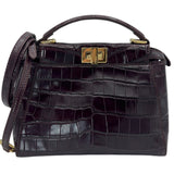 Fendi Mini Peekaboo Crocodile Dark Purple/Burgundy