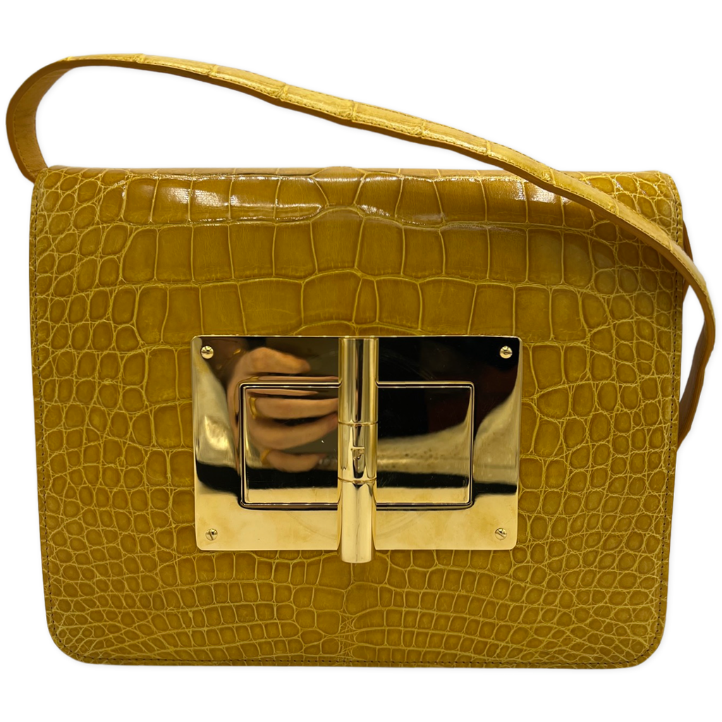 Tom Ford Natalia Large Alligator Yellow