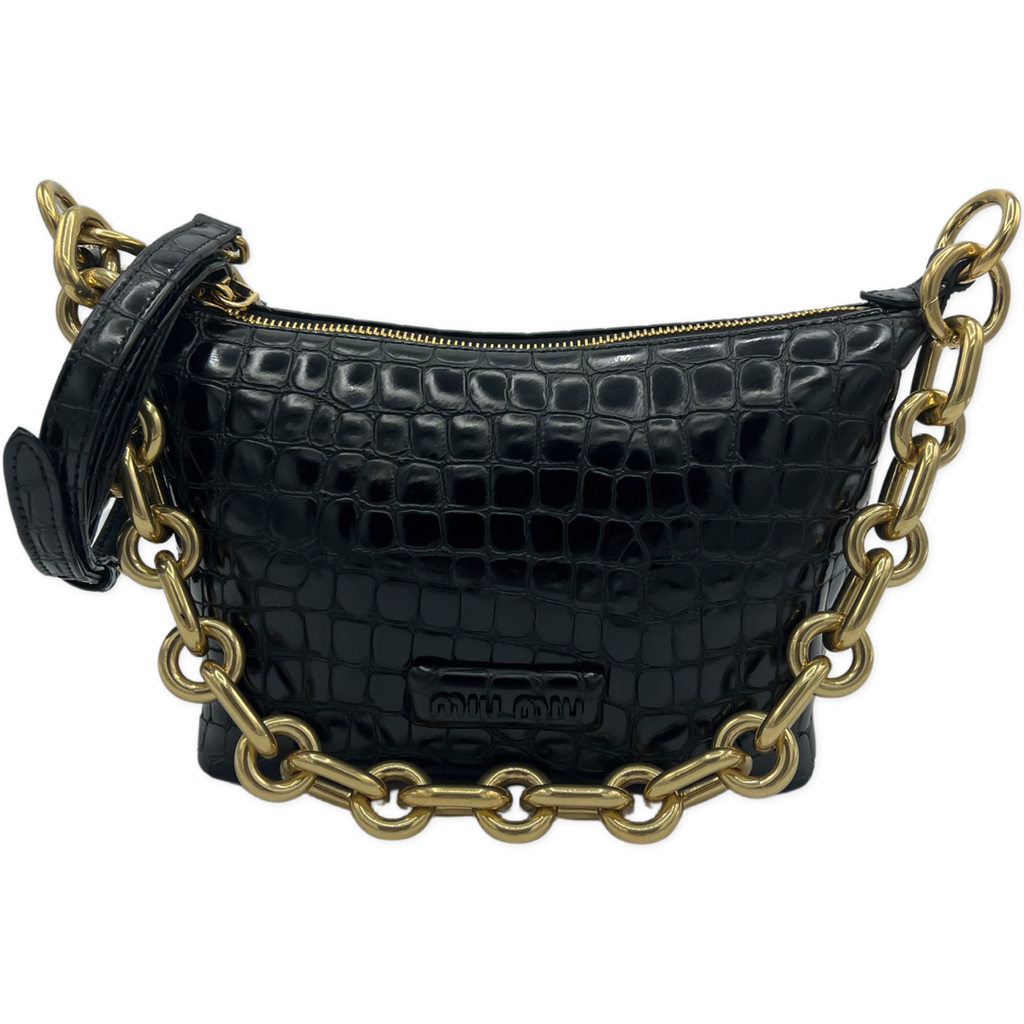 Chanel Gabrielle Hobo Bag Metallic Crocodile Emobssed Calfskin Gold/Silver-tone  Gold in Calfskin with Gold/Silver-tone - US