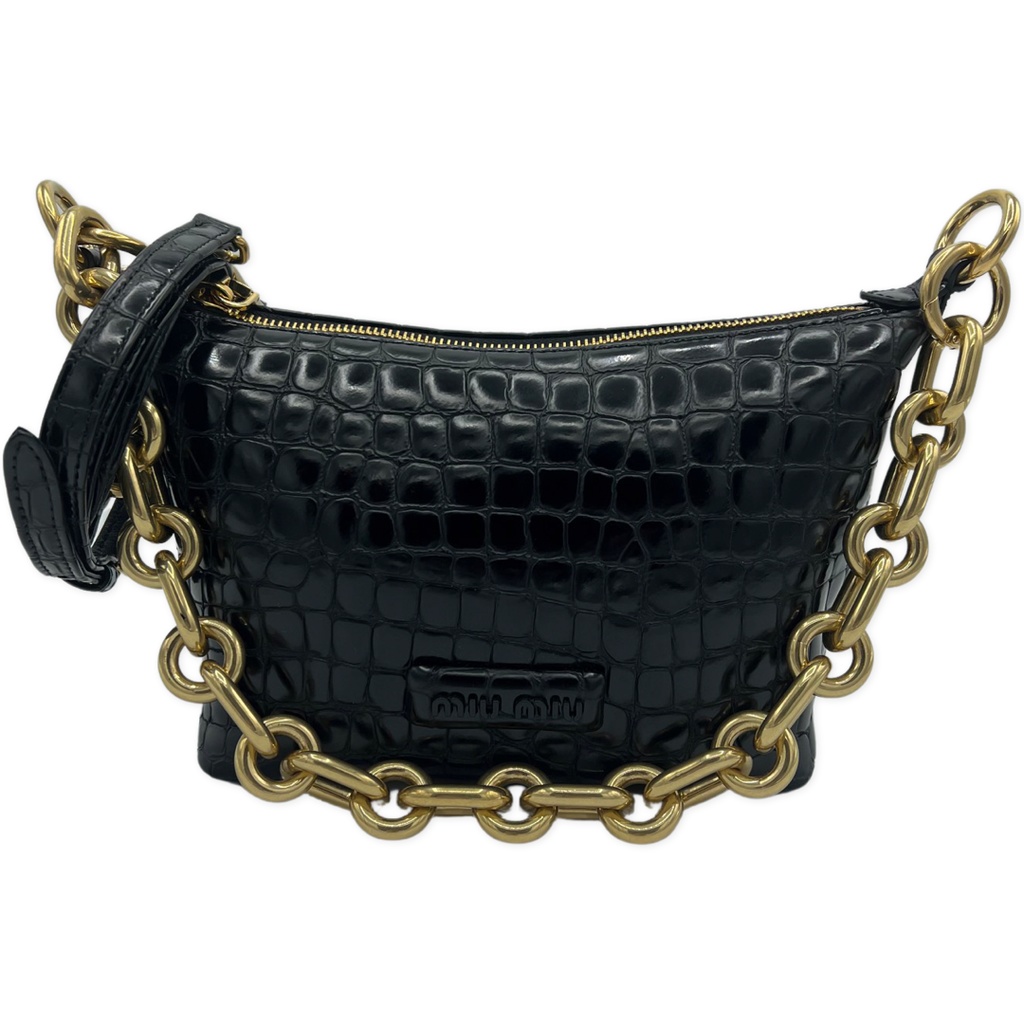 Miu Miu Miu Spirit croco-print leather bag black