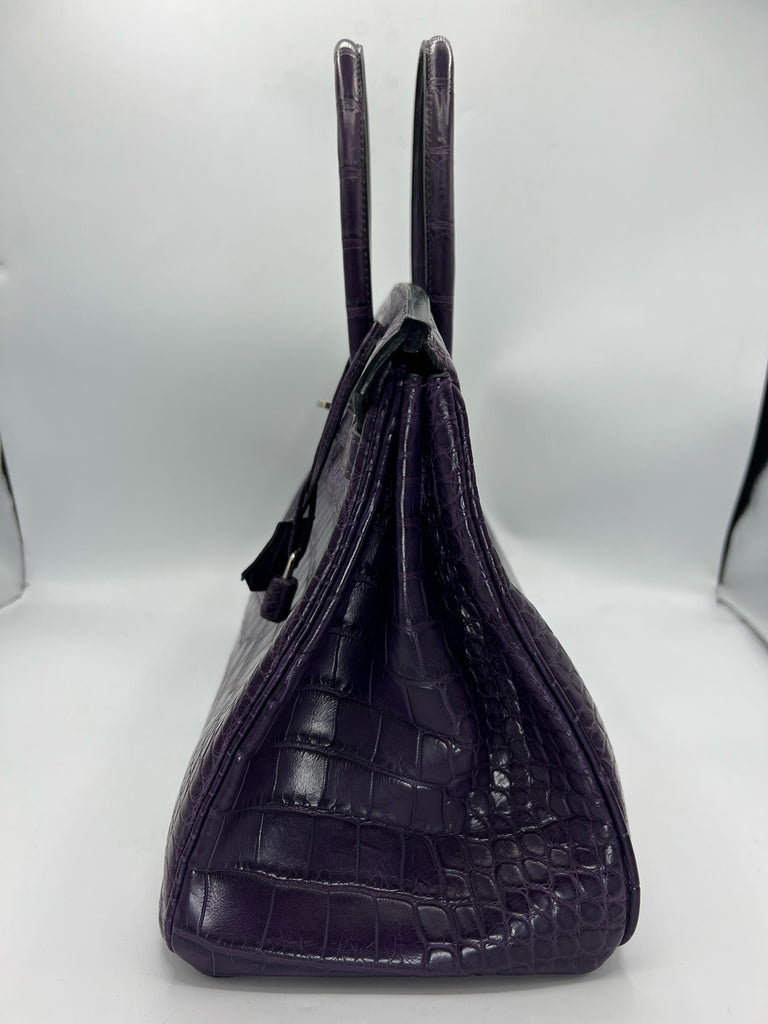 Hermes Matte Alligator Birkin 35 Amethyst Purple PHW