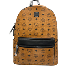 Load image into Gallery viewer, MCM Stark Backpack in Visetos Cognac &amp; Black Nappa Leather 33 cm/13 inch