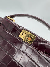 Load image into Gallery viewer, Fendi Mini Peekaboo Crocodile Dark Purple/Burgundy