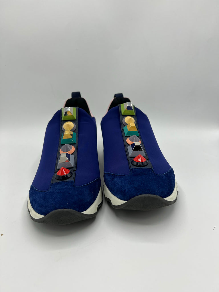 Fendi Neoprene Rainbow Studded Sneaker Size 38EU